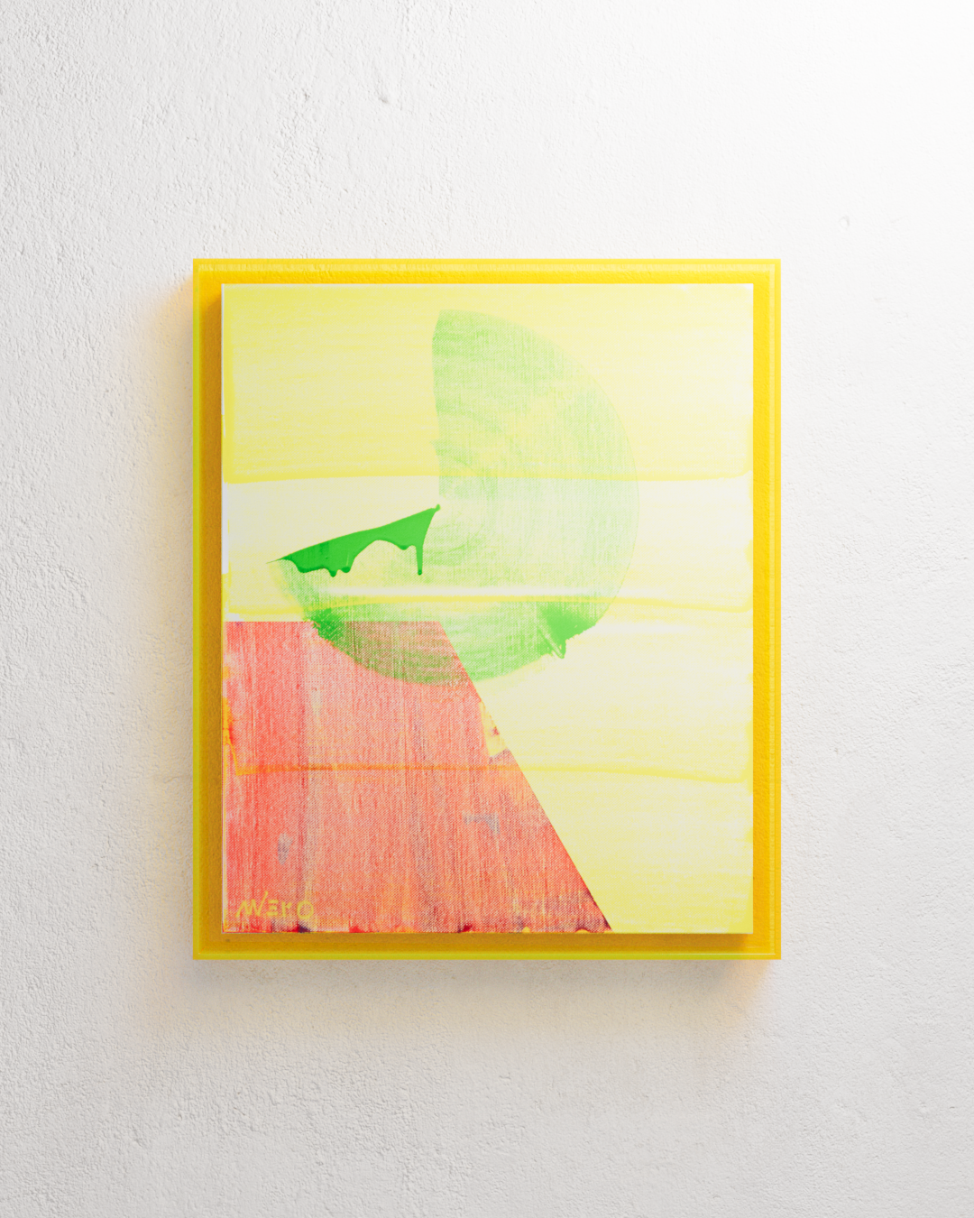 Peinture abstraite orange vert jaune fluo vinyle texturée sur toile – nnero