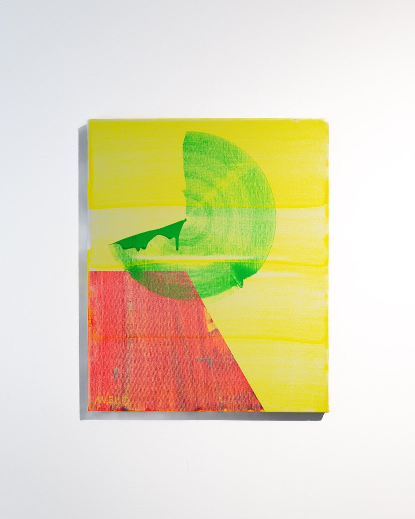 Peinture abstraite bleue vert jaune fluo vinyle texturée sur toile – nnero