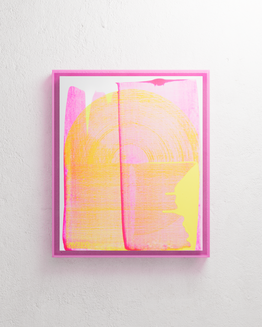 Peinture abstraite rose jaune fluo vinyle texturée sur toile – nnero